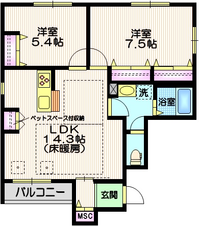 大田区大森南のマンションの間取り