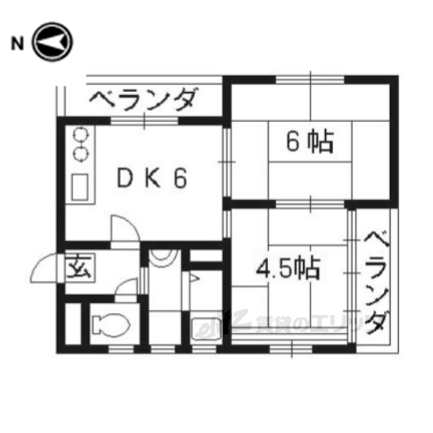 長岡京市馬場のマンションの間取り