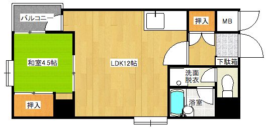 福岡市中央区大手門のマンションの間取り