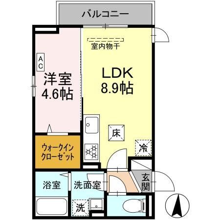 【川崎市多摩区宿河原のアパートの間取り】