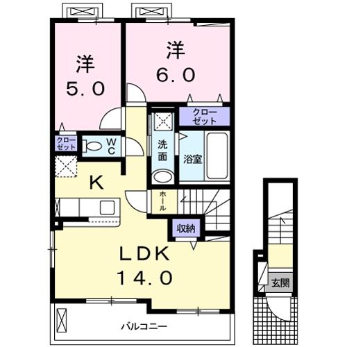 河内長野市錦町のアパートの間取り