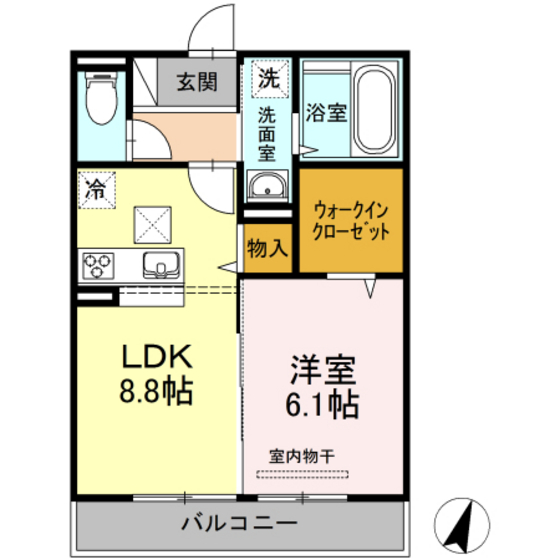 岡山市北区御津野々口のアパートの間取り