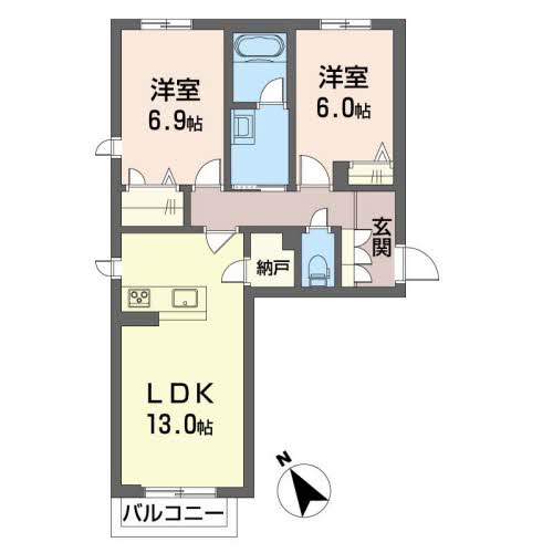 加西市北条町古坂のアパートの間取り