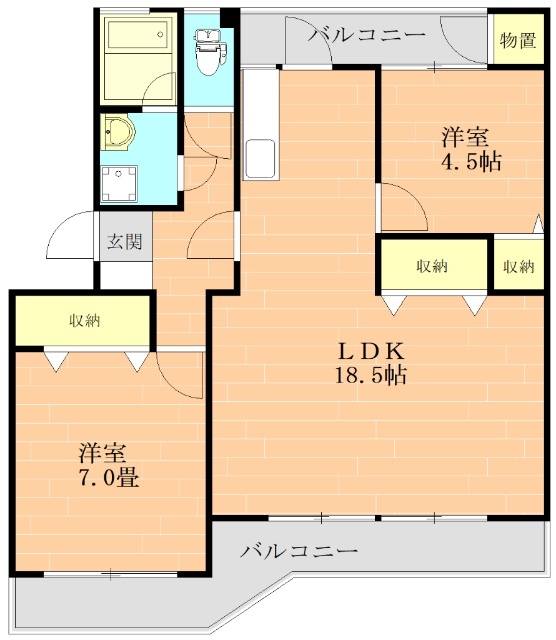 【熊本市南区近見のアパートの間取り】