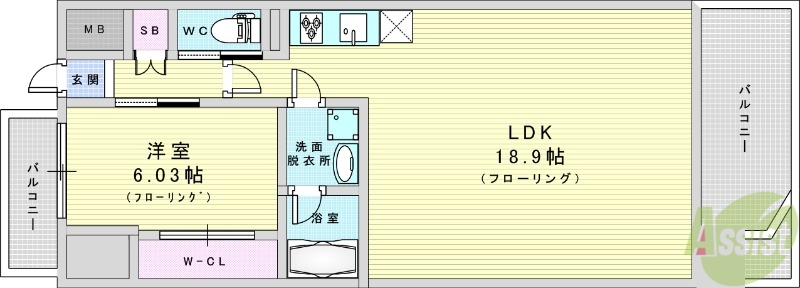 大阪市淀川区宮原のマンションの間取り