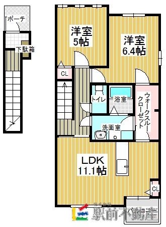 大川市大字大橋のアパートの間取り