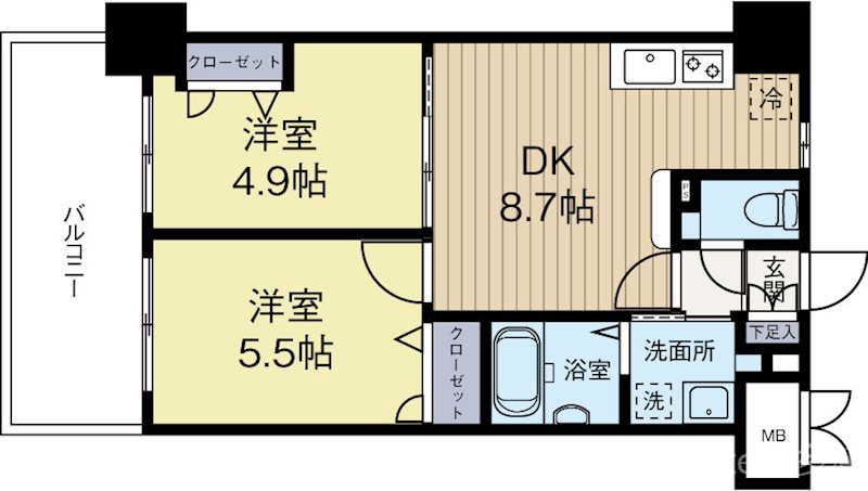 【福岡市博多区堅粕のマンションの間取り】