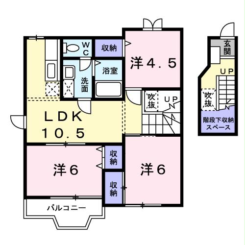 岩国市平田のアパートの間取り