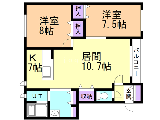 足寄郡足寄町南五条のアパートの間取り