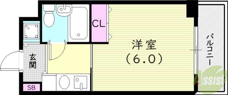 西宮市甲東園のマンションの間取り