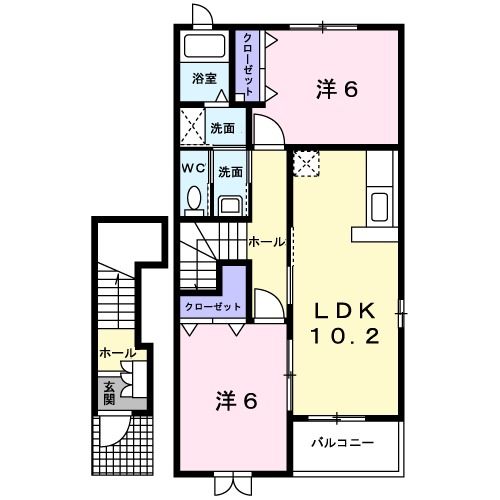 能美市泉台町のアパートの間取り