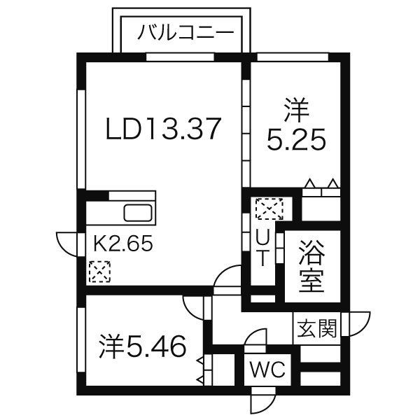 札幌市白石区北郷五条のマンションの間取り