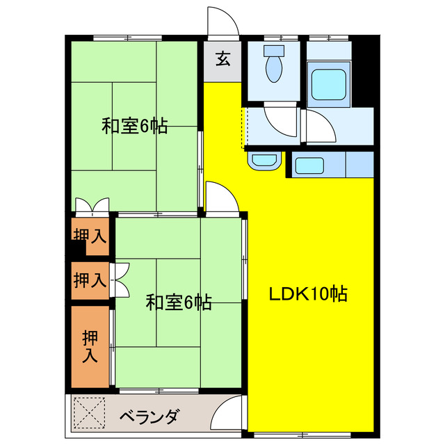 岐阜市六条大溝のマンションの間取り