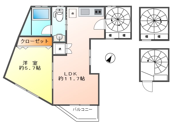 グランエッグス梅ケ丘Eの間取り