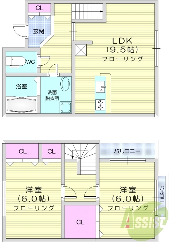 【エクセレント愛子Bの間取り】