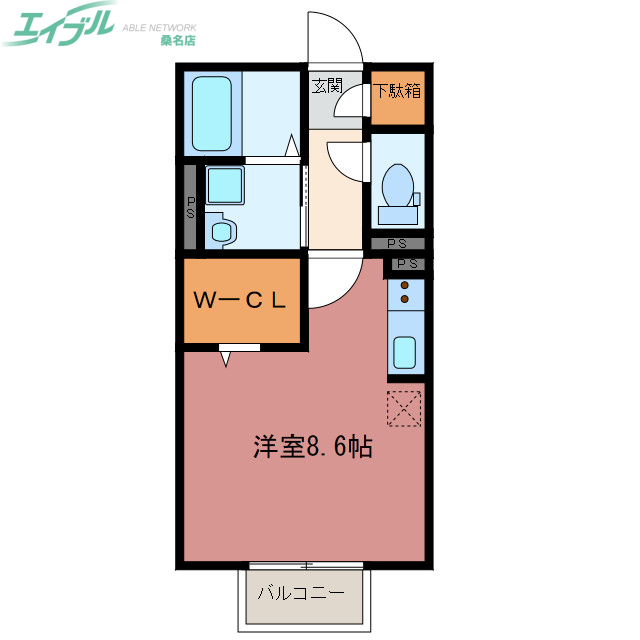 桑名市大字矢田のアパートの間取り