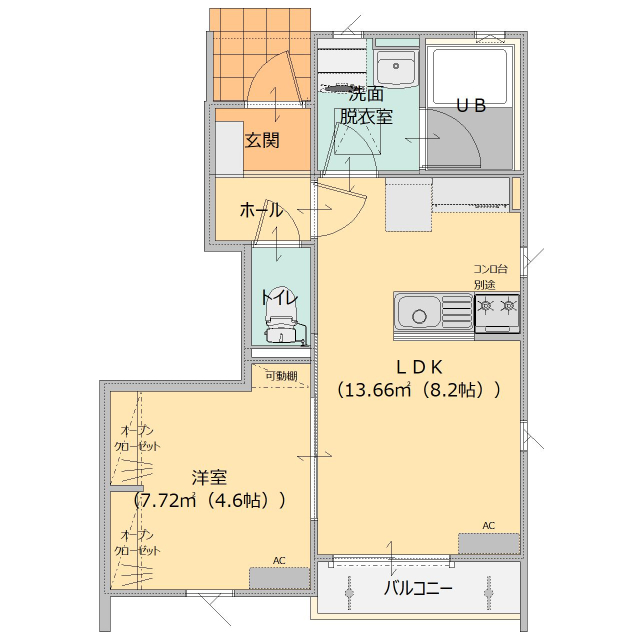 ＰＬＵＳモロヤマ　Ａの間取り