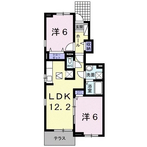 橋本市胡麻生のアパートの間取り