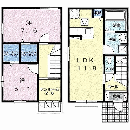 高砂市米田町米田新のアパートの間取り