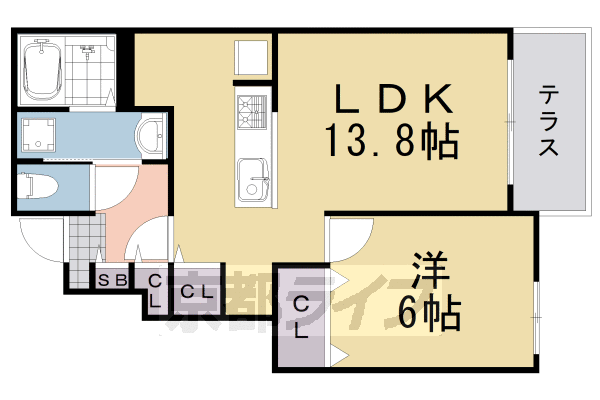 亀岡市余部町のアパートの間取り