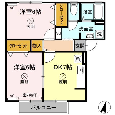 岡山市北区辛川市場のアパートの間取り