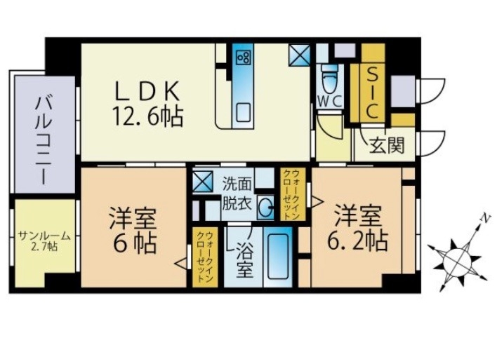 福岡市博多区元町のマンションの間取り