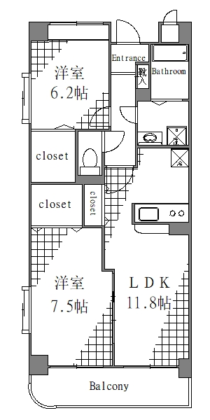 都営新宿線 西大島駅 徒歩5分 10階建 築19年の間取り写真