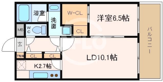 地下鉄千日前線 桜川駅 徒歩3分 15階建 築20年の間取り写真