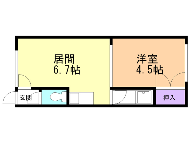 苫小牧市旭町のアパートの間取り