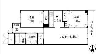 姫路市安田のマンションの間取り