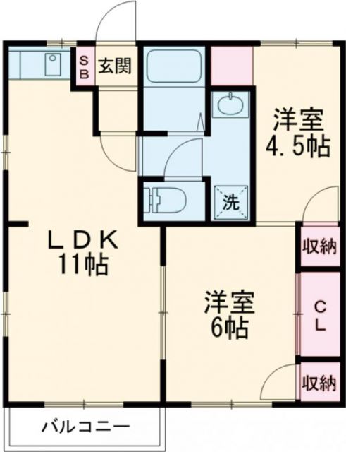 セントリバーハイツ千代崎Cの間取り