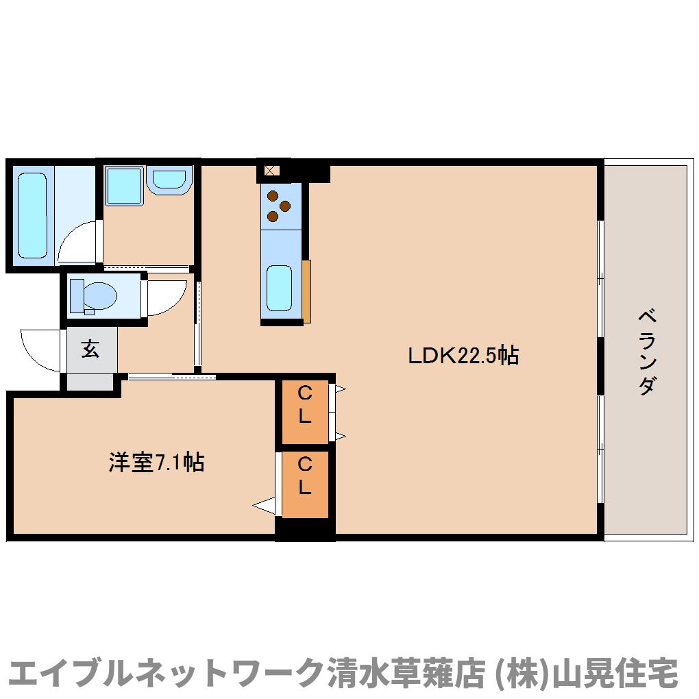 静岡市駿河区聖一色のマンションの間取り