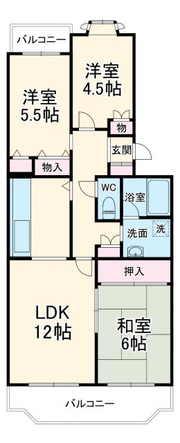 【豊橋市中郷町のマンションの間取り】