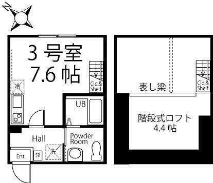 横浜市中区鷺山のアパートの間取り