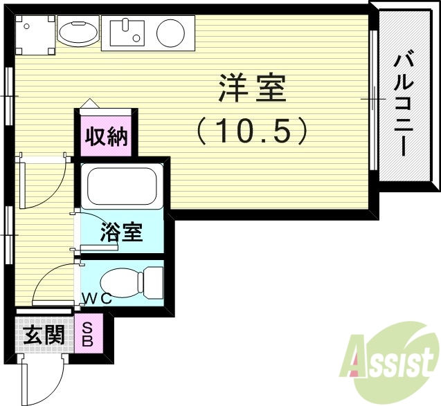 神戸市須磨区鷹取町のアパートの間取り