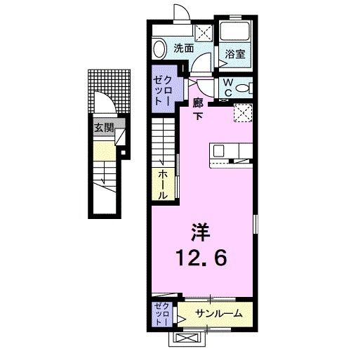 東温市見奈良のアパートの間取り