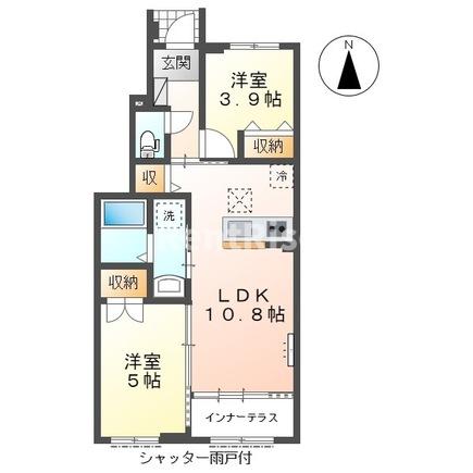 稲沢市中之庄町のアパートの間取り