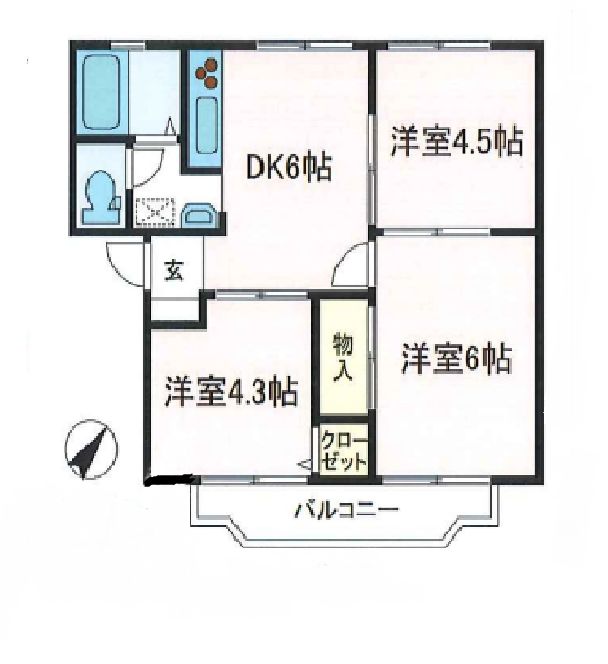 狭山市広瀬東のアパートの間取り