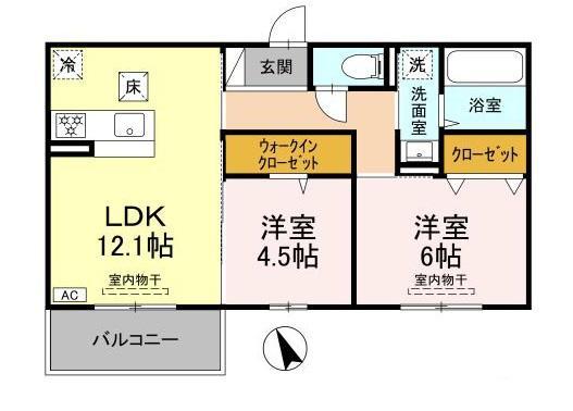 東広島市西条町寺家のアパートの間取り