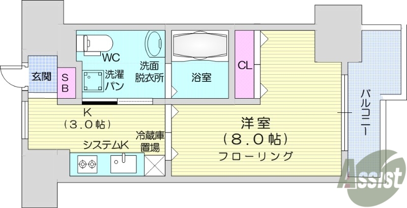 仙台市青葉区一番町のマンションの間取り