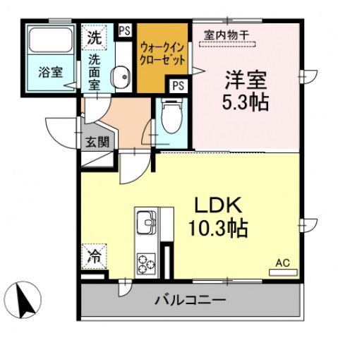 広島市西区観音新町のアパートの間取り