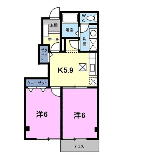 京都市山科区小野御霊町のアパートの間取り