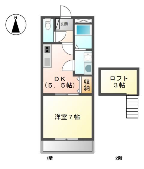 姫路市大塩町のアパートの間取り