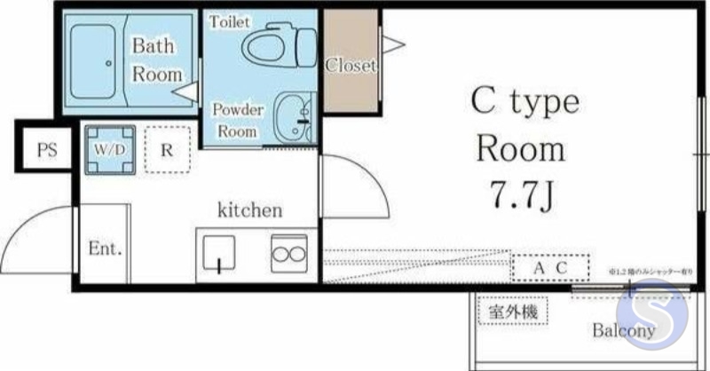 京都市左京区田中大久保町のアパートの間取り