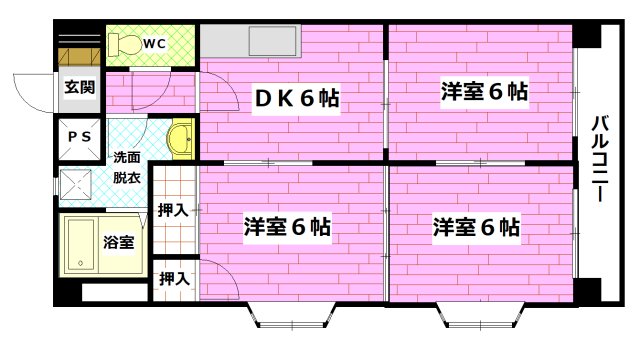 広島市安佐南区祇園のマンションの間取り