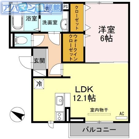 新潟市西区新通のアパートの間取り