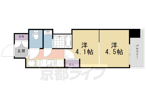 京都市南区吉祥院西ノ庄西浦町のマンションの間取り