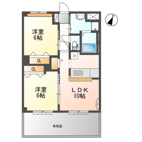 飯塚市綱分のアパートの間取り