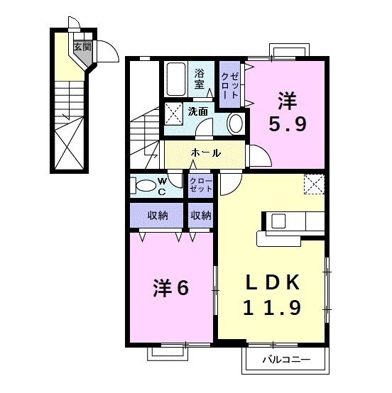 【知多郡美浜町大字北方のアパートの間取り】