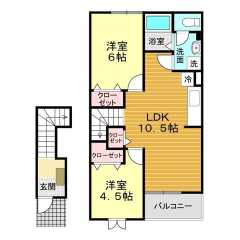 下関市菊川町大字田部のアパートの間取り